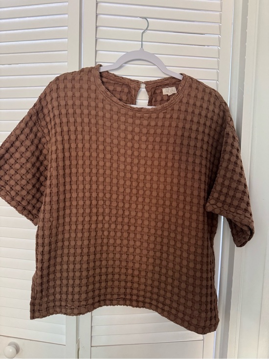 The Simple Folk Tops - The Simple Folk Textured Brown Short-Sleeve Women’s Top size S